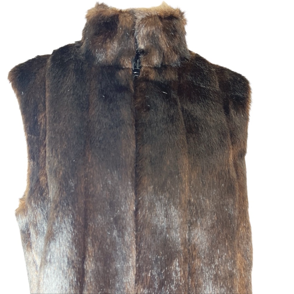 Glacca Faux Fur Reversible Vest Size L Brown and Black Mob Wife Vegan Fu… - Picture 3 of 11